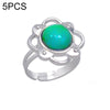 5 PCS Temperature Sensitive Discoloration Adjustable Open Ring(Four-leaf Flower Gems)