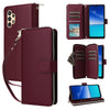 For Samsung Galaxy A13 5G / 4G Nine-card Slots Zipper Wallet Bag Leather Phone Case(Wine Red)