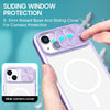 For iPhone 14 Plus Clear Acrylic + PC + TPU MagSafe Lens Sliding Cover Full Coverage Phone Case(Purple)