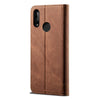 For Huawei Y9 (2019) Denim Texture Casual Style Horizontal Flip Leather Case with Holder & Card Slots & Wallet(Brown)