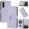 For Samsung Galaxy A36 5G Triangle Pattern Buckle Clasp Leather Phone Case(Light Purple)