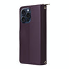 For iPhone 15 Pro Max Nine-card Slots Zipper Wallet Bag Leather Phone Case(Dark Purple)
