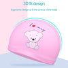 Children Cartoon Hippo Pattern PU Coated Waterproof Swimming Cap, Pattern Random Delivery(Blue)