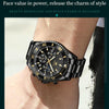 OLEVS 2870 Men Multifunctional Chronograph Three Eyes Waterproof Quartz Watch(Black)