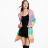 Loose Long Knitted Cardigan Women Sweater Jacket, Size: M(Rainbow Stripes)