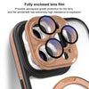 For iPhone 14 Pro Max Full Coverage Lens Film MagSafe Holder Transparent Phone Case(Black+Gold)