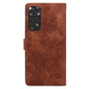 For Redmi Note 11 Global Lace Floral Embossed Magnetic Buckle PU Phone Case With Wrist Strap(Brown)