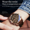 OLEVS 2872 Men Three Eyes Six Needles Chronograph Waterproof Quartz Watch(Coffee + Rose Gold)