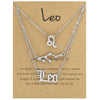 3 In 1 12 Zodiac Signs Necklace Set Retro Alphabet Symbols With Diamonds Jewelry Set, Style: Leo Silver