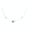 BSN336 Sterling Silver S925 White Gold Plated Zircon Stretchable Pansy Necklace Pendant