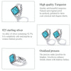 S925 Sterling Silver Square Turquoise Ear Buckle Women Earrings