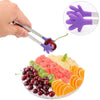 Silicone Stainless Steel Cooking Kitchen Ice Tong Food BBQ Salad Hand Clip(Blue)