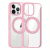 For iPhone 14 Pro High Transparency 360 Degree Rotating Holder MagSafe Phone Case(Pink)
