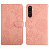 For Samsung Galaxy F16 5G / M16 5G Skin Feel Butterfly Embossed Flip Leather Phone Case(Pink)