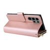 For Samsung Galaxy S25 Ultra 5G 9-Card Slots Zipper Wallet Bag Leather Phone Case(Rose Gold)