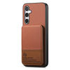 For Samsung Galaxy A15 Twill Fabric Leather Vertical Flip RFID Card Bag Phone Case(Brown)