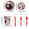 10pcs Halloween Disposable Blood Handprint Tableware Horror Party Decoration, Style: Red Spoons