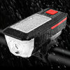 Bicycle Solar Headlight Horn Light Night Riding USB Charging Headlight Bicycle Glare Flashlight Equipment(Red)