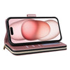 For iPhone 15 Nine-card Slots Zipper Wallet Bag Leather Phone Case(Rose Gold)