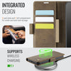 For iPhone 15 Pro AutSpace A11 Side Buckle MagSafe Magnetic RFID Phone Leather Case(Coffee)