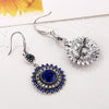 2 Pairs Ethnic Sun Flower Style Rhinestone Earrings Long Earbobs(Silver+Dark Blue)