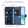 For Samsung Galaxy A54 5G Magnetic Closure Nine Card Slots Zipper Leather Case with Hand Strap(Dark Blue)