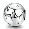 S925 Sterling Silver Twelve Constellation Beaded DIY Bracelet Accessories Jewelry Silver Beads, Style:Leo