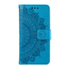 For Samsung Galaxy A36 Totem Flower Embossed Leather Phone Case with Lanyard(Blue)