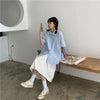 High Waist Drape Skirt Loose And Thin Mid-Length A-Line Skirt, Size: L(White)