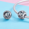 S925 Sterling Silver 26 English Letter Beads DIY Bracelet Necklace Accessories, Style:M