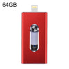 RQW-02 3 in 1 USB 2.0 & 8 Pin & Micro USB 64GB Flash Drive(Red)
