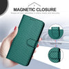 For Samsung Galaxy A36 5G YX0070 Carbon Fiber Buckle Leather Phone Case with Lanyard(Dark Green)