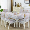 Home Dining Table/Chair Non-Slip Cover, Size: 1 Chair Cover+1 Back Cover(Flower In The Mirror Gray)
