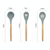 13 in 1 Silicone Wood Handle Heat-resistant Cooking Cutlery Sets Kitchen Tools with Small Container