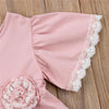 Girls Lace Princess Dress Trumpet Sleeve Three-dimensional Flower Dress, Kid size:100cm(Pink)