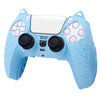 For Sony PS5 Cat Ear Shape Gamepad Silicone Protective Case(Blue)