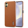 For Samsung Galaxy A06 4G AZNS Electroplated Edge Carbon Fiber Texture Phone Case(Brown)