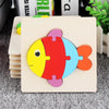 5 PCS Wooden Cartoon Animal Puzzle Early Education Small Jigsaw Puzzle Building Block Toy For Children(Small Fish)