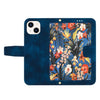 For iPhone 15 Plus Floral Pattern Leather Phone Case with Lanyard(Dark Blue)