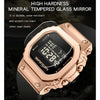 SANDA 9006 LED Digital Display Square Dial Sports Electronic Watch for Men and Women(Black Rose Gold)