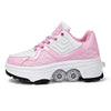 DF09 Children Runaway Sports Shoes Four-wheel Retractable Roller Skates, Size:35(Pink)