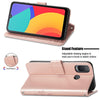 For Alcatel 1L 2021 Four-leaf Clasp Embossed Buckle Mobile Phone Protection Leather Case with Lanyard & Card Slot & Wallet & Bracket Function(Rose Gold)