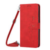 For Samsung Galaxy A56 5G Skin Feel Heart Embossed Leather Phone Case with Long Lanyard(Red)