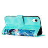 For iPhone XR Floral Pattern Leather Phone Case with Lanyard(Green)