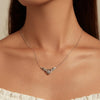 BSN287 Sterling Silver S925 Vibrant Wings White Gold Plated Zircon Necklace