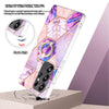 For Samsung Galaxy S25 Ultra 5G Splicing Marble Flower IMD TPU Phone Case Ring Holder(Light Purple)