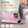 For iPhone 14 Pro Max AutSpace A11 Side Buckle MagSafe Magnetic RFID Phone Leather Case(Rose Gold)