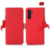 For Samsung Galaxy A36 Side-Magnetic TJ Genuine Leather RFID Phone Case(Red)