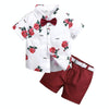 Summer Boys Print Short Sleeve Shirt + Shorts Set, Kid Size:90cm(White)