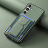 For Samsung Galaxy A36 Carbon Fiber Fold Stand Elastic Card Bag Phone Case(Green)
